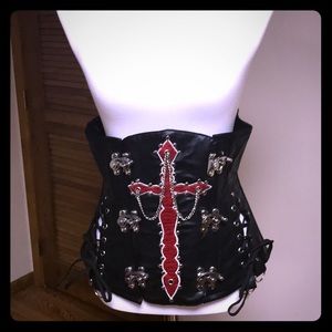 Faux leather Underbust corset with cross